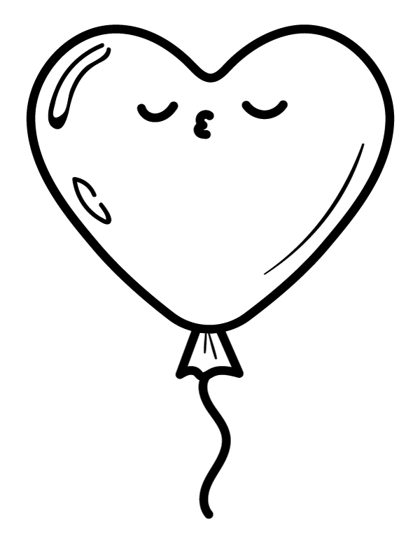 Printable heart balloon coloring page