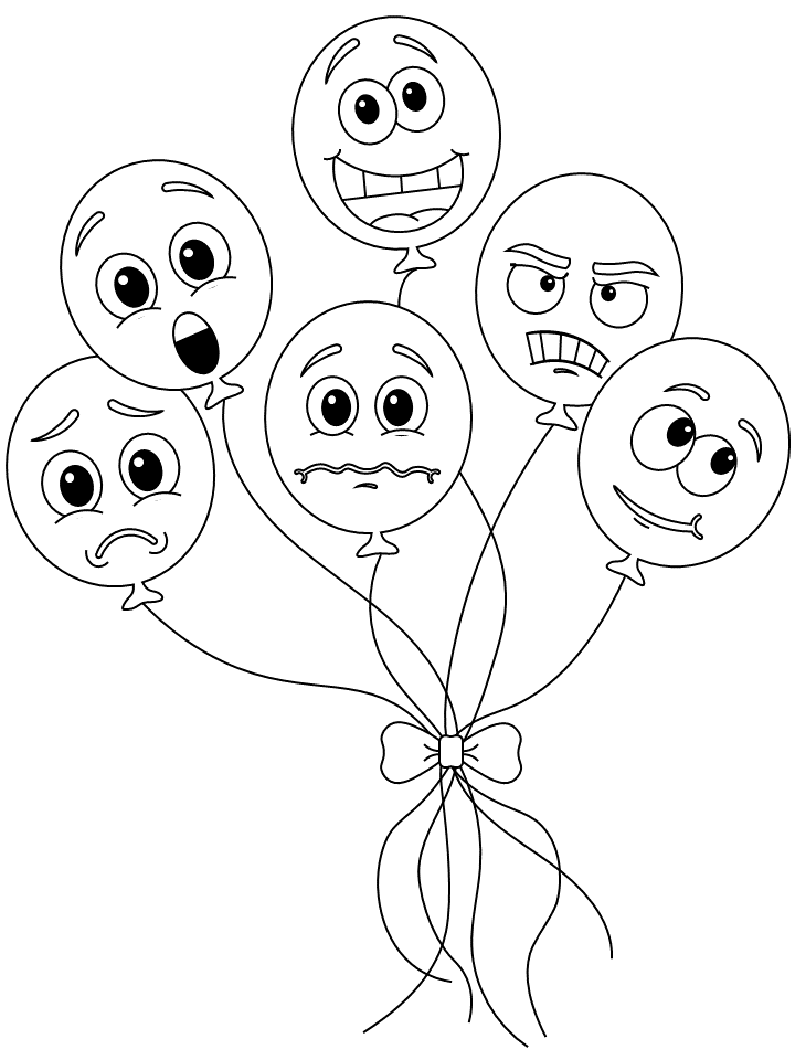 Printable coloring page emotional balloons