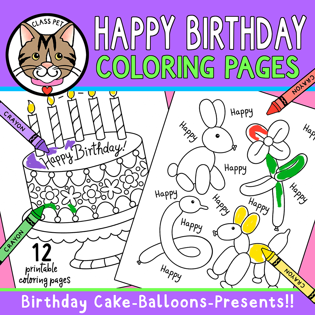 Happy birthday coloring pages made by teachers