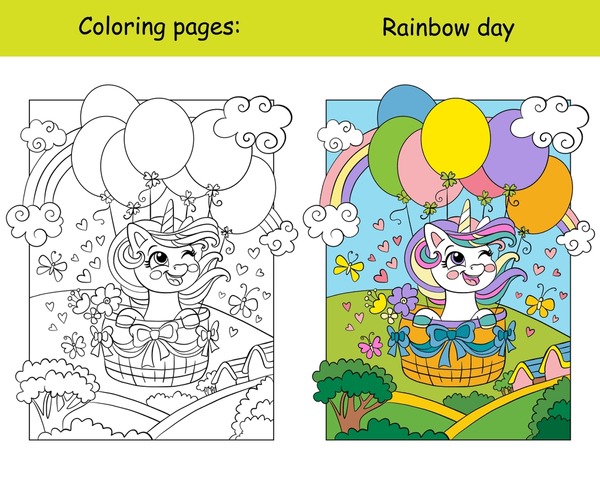 Thousand colouring page girl balloon royalty