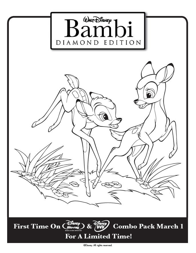 Bambi coloring page â printables for kids â free word search puzzles coloring pages and other activities