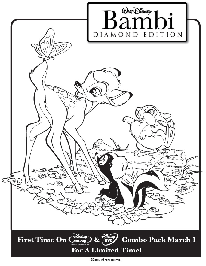 Bambi and friends coloring page â printables for kids â free word search puzzles coloring pages and other activities