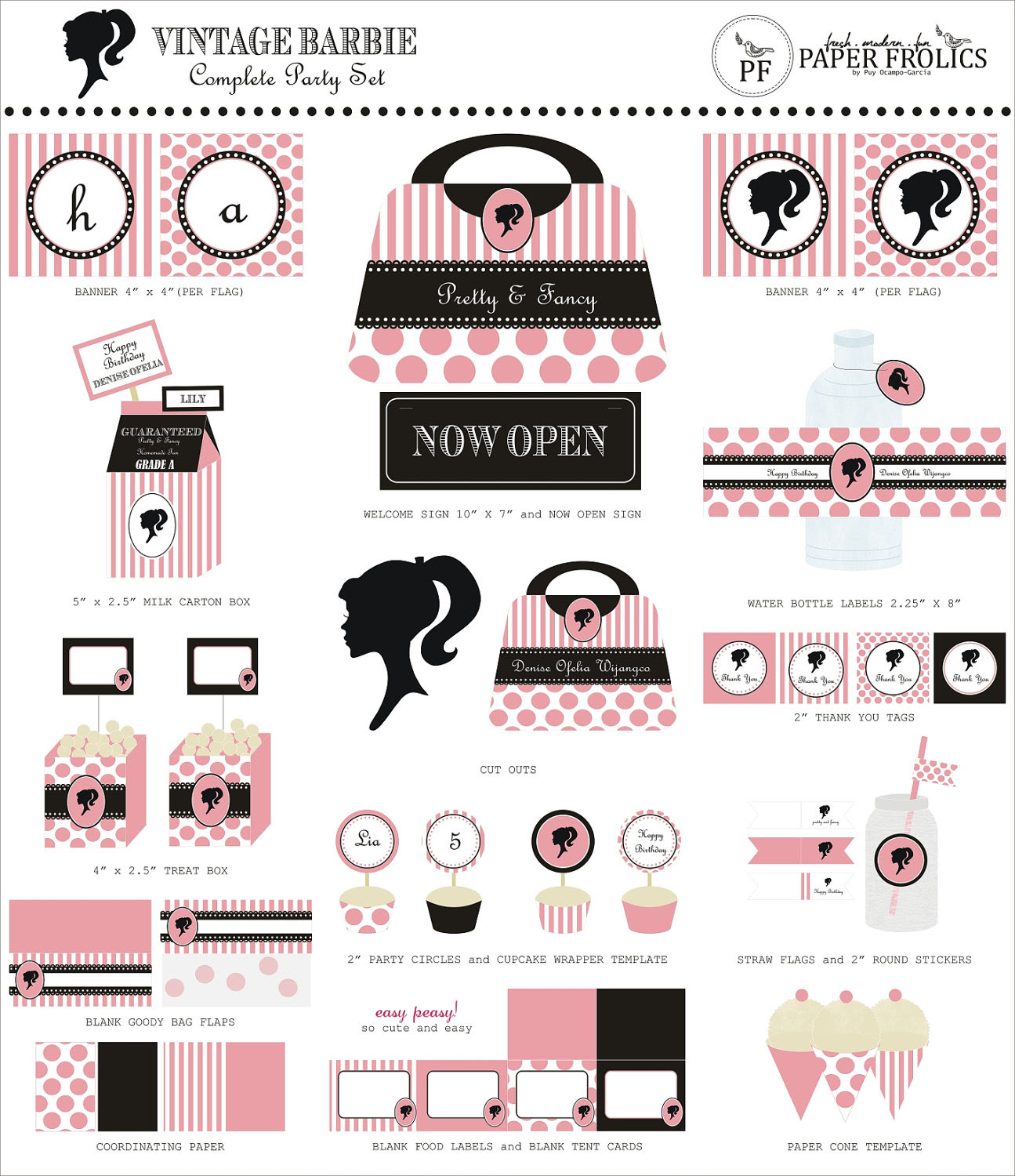 Barbie silhouette free printable kits