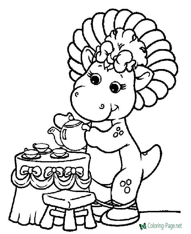 Barney coloring pages