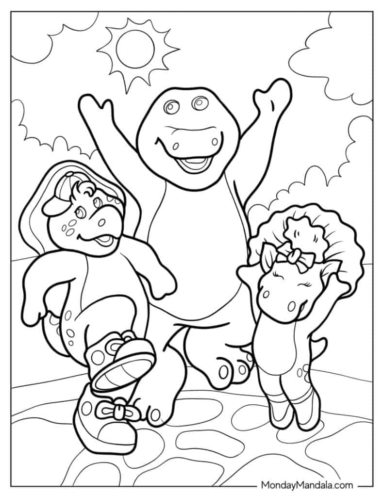 Barney coloring pages free pdf printables