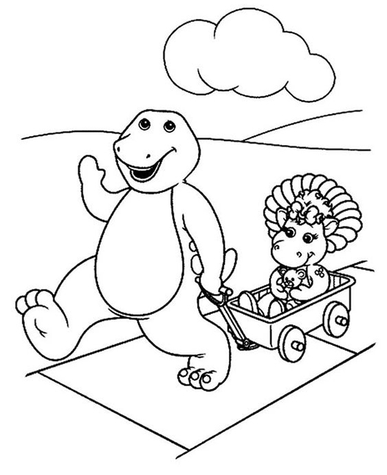 Free easy to print barney coloring pages
