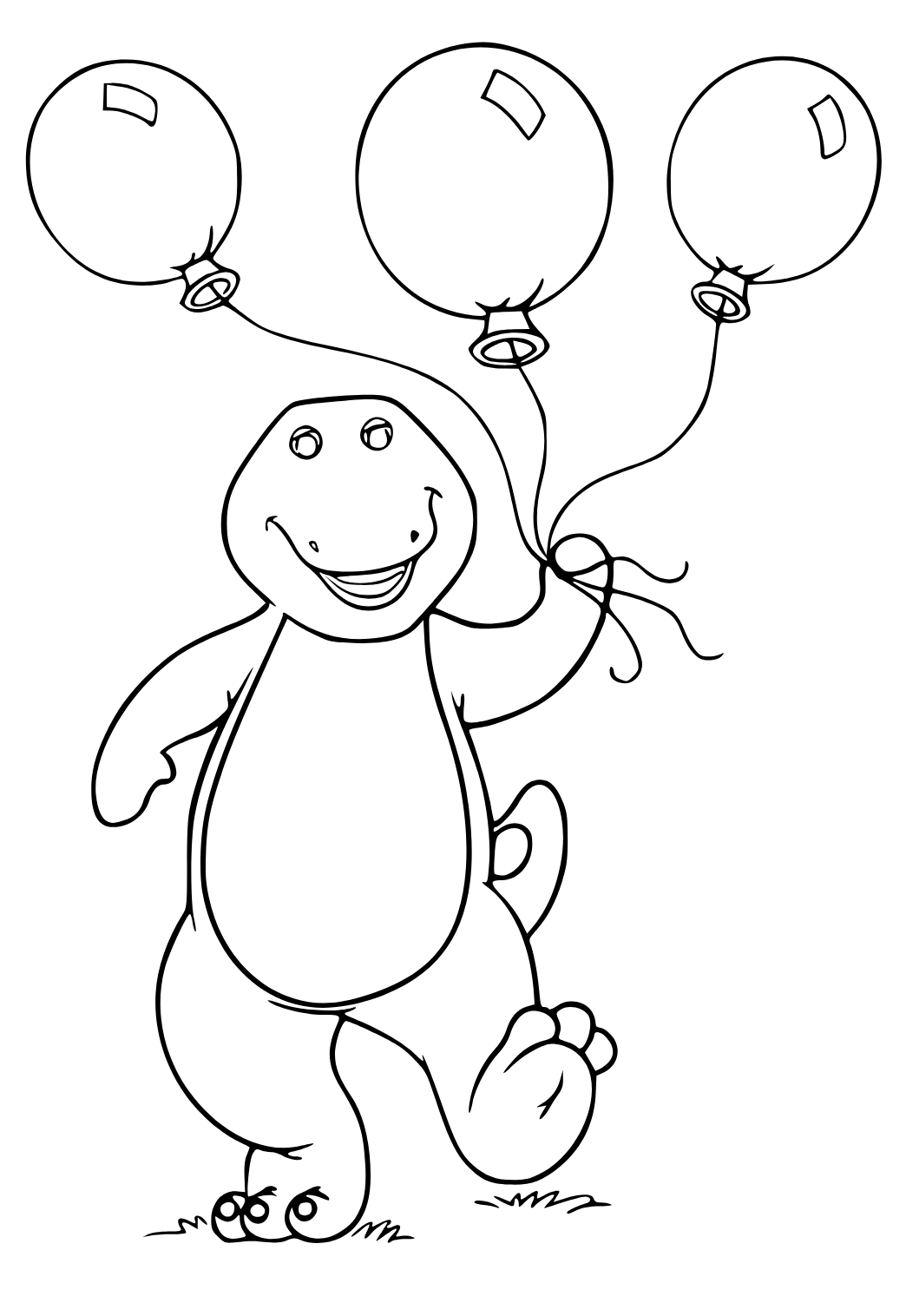 Free printable barney balloons coloring page for adults and kids
