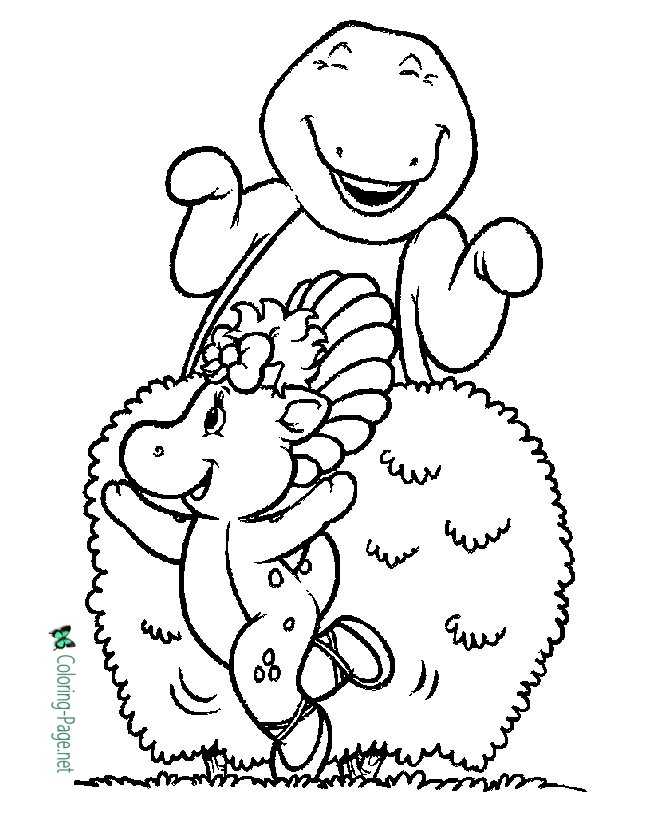 Barney coloring pages