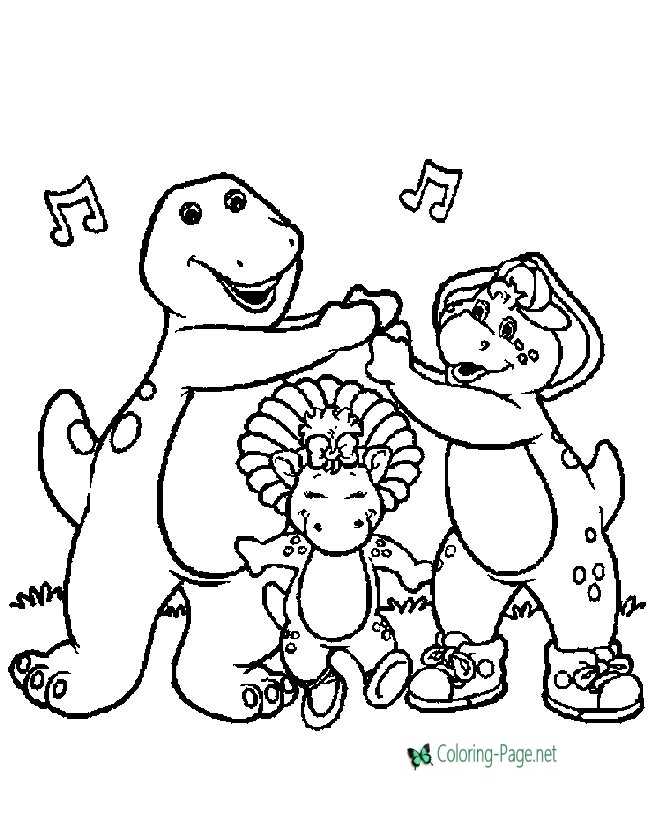 Barney coloring pages