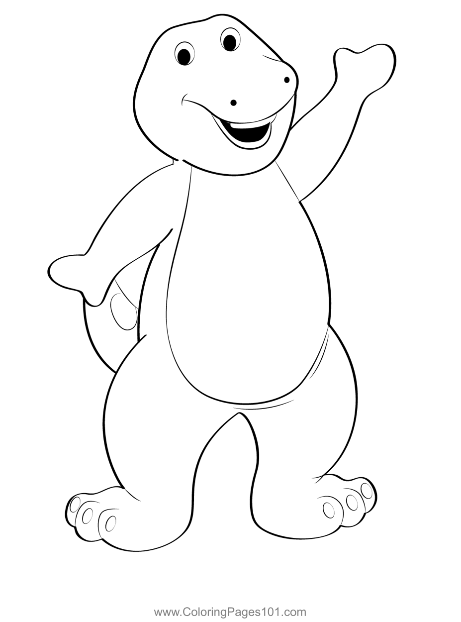 Standing barney coloring page for kids