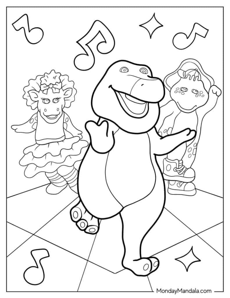 Barney coloring pages free pdf printables
