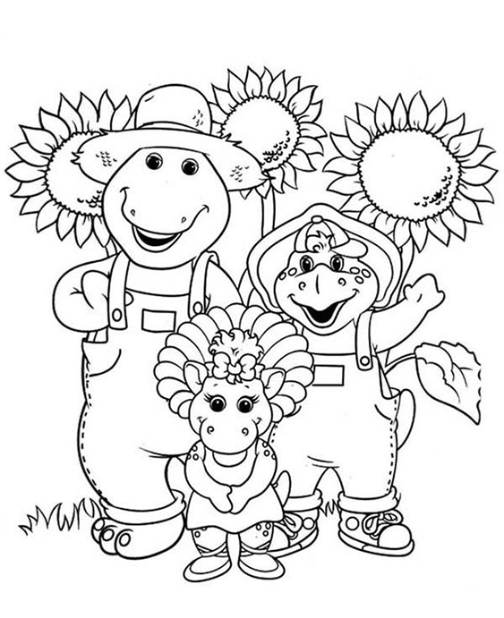 Free easy to print barney coloring pages