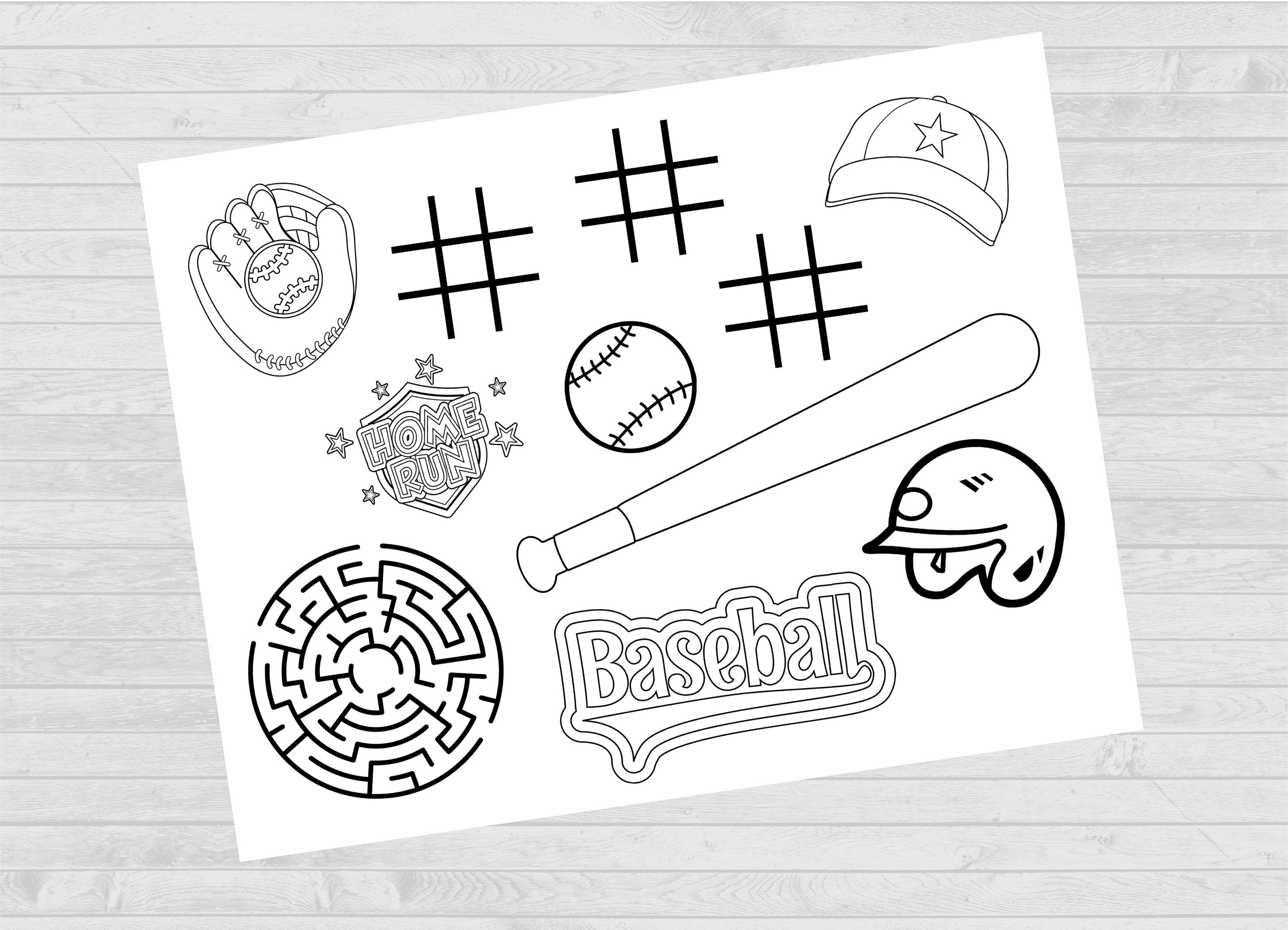 Baseball activity page baseball coloring page baseball party baseball birthday baseball coloring placemat
