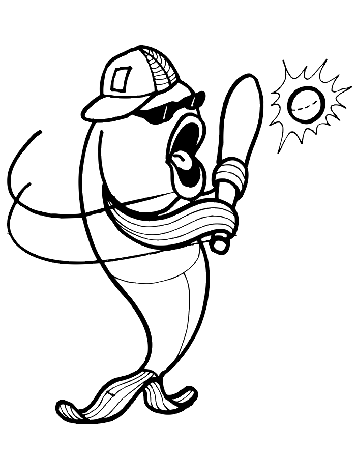 Printable baseball coloring page fish baseball player