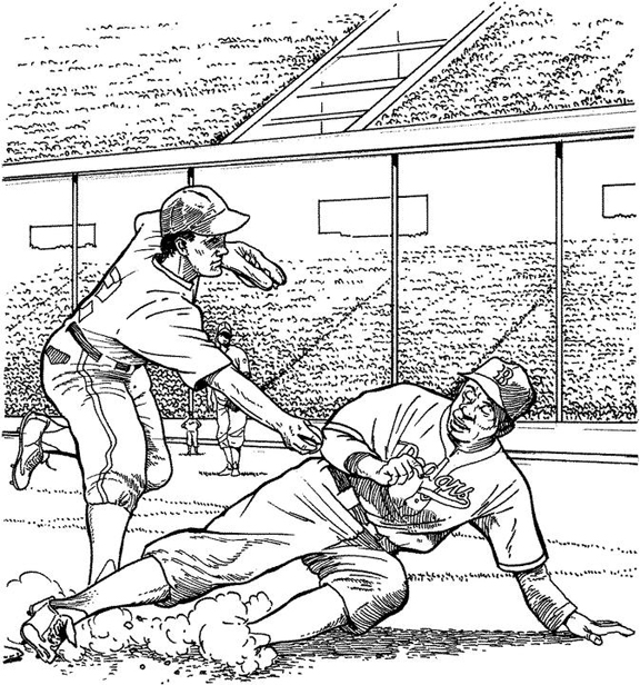 Safe at third baseball coloring page purple kitty
