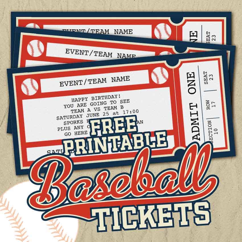 Free printable baseball tickets