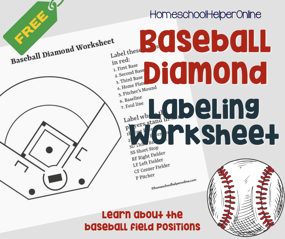 Baseball diamond labeling worksheet for elementary students