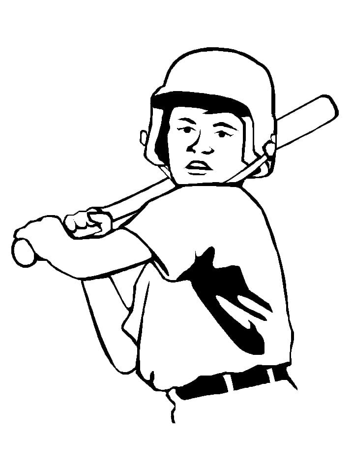 Baseball player free printable coloring page