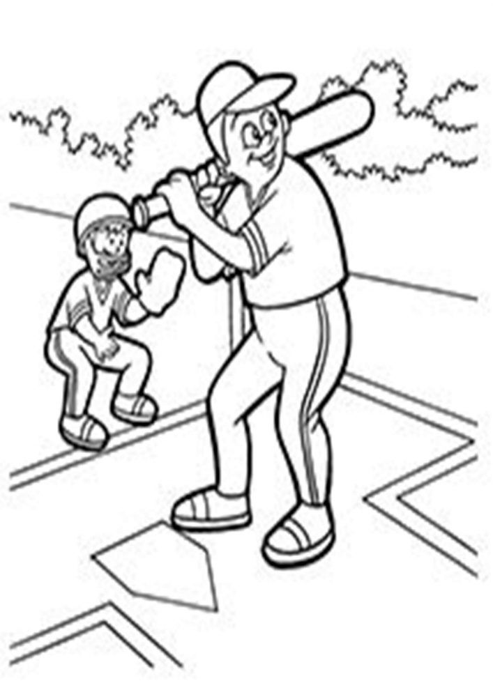 Free easy to print baseball coloring pages