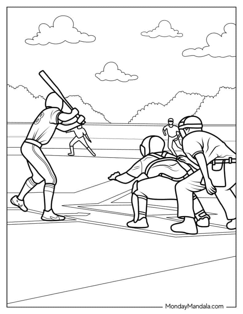 Baseball coloring pages free pdf printables