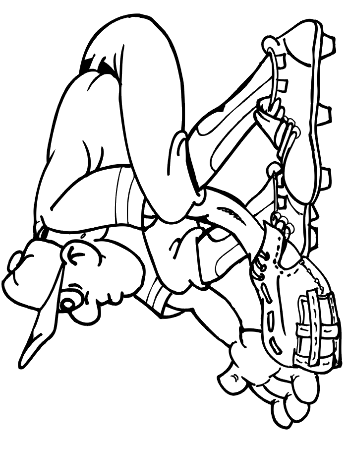 Printable baseball coloring page fielder with glove down