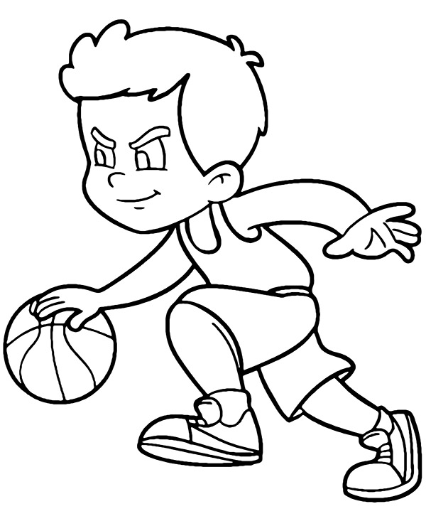 Boy with a ball coloring page