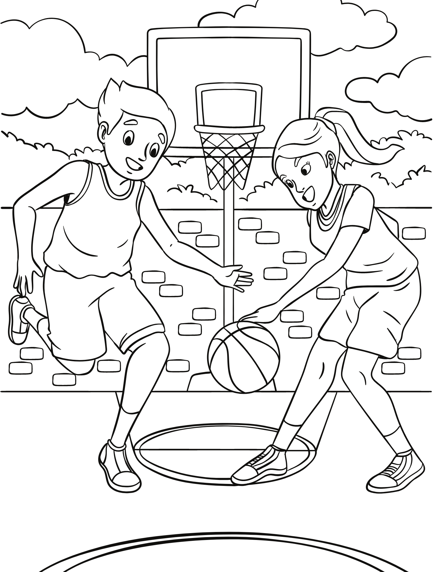 Free basketball coloring pages for kids and adults