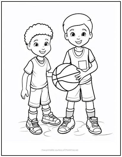 Boys playing basketball coloring page print it free