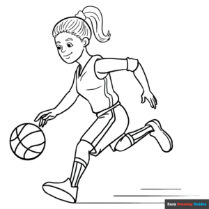 Basketball player coloring page easy drawing guides