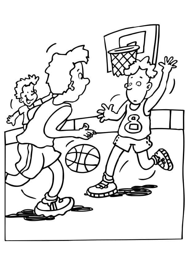 A basketball match coloring page