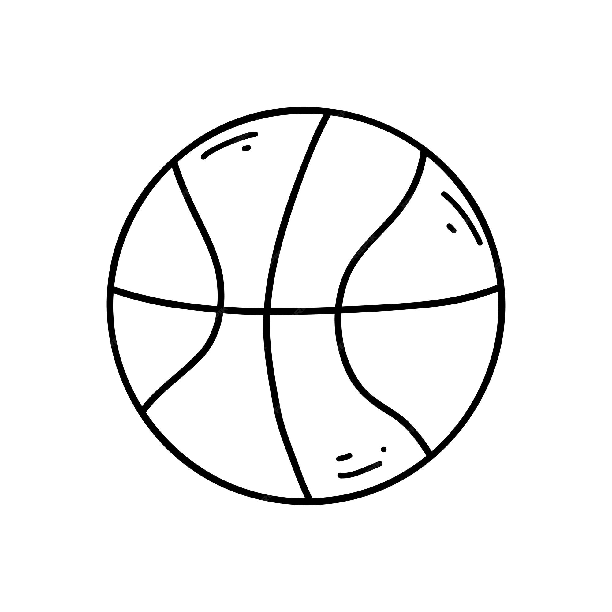 Premium vector hand drawn doodle basketball ball icon for print coloring page kids design logo vector sketch illustration of black outline sport equipment school supplies