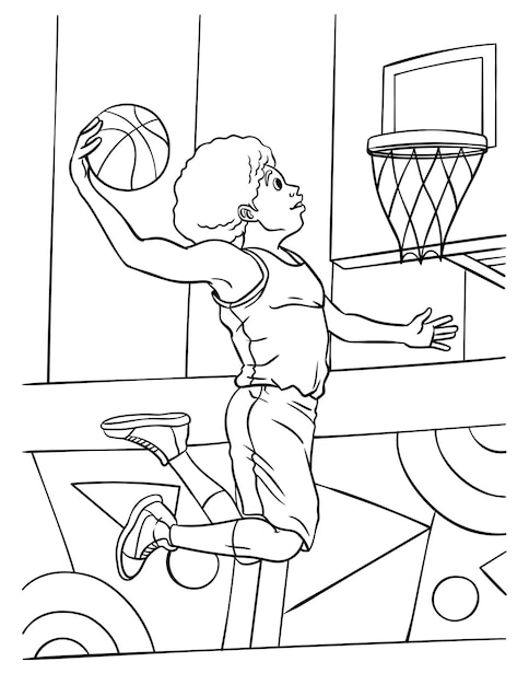 Premium vector basketball coloring page for kids
