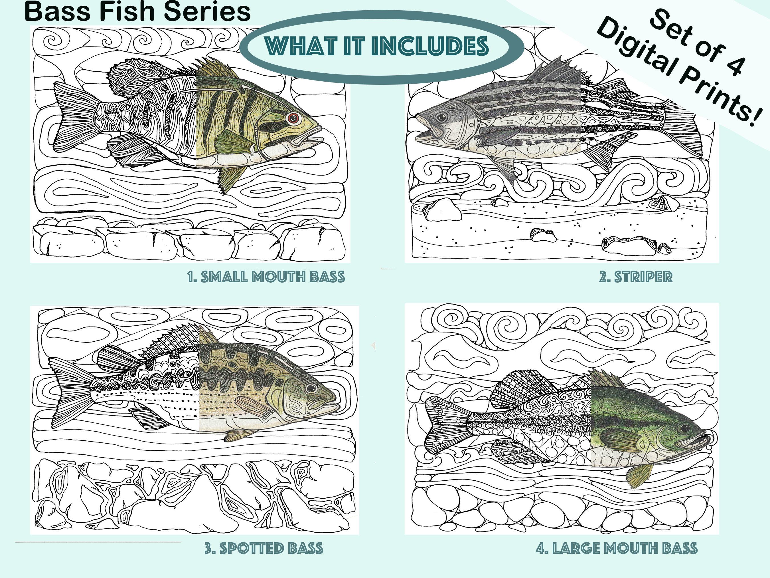 Bass coloring pages