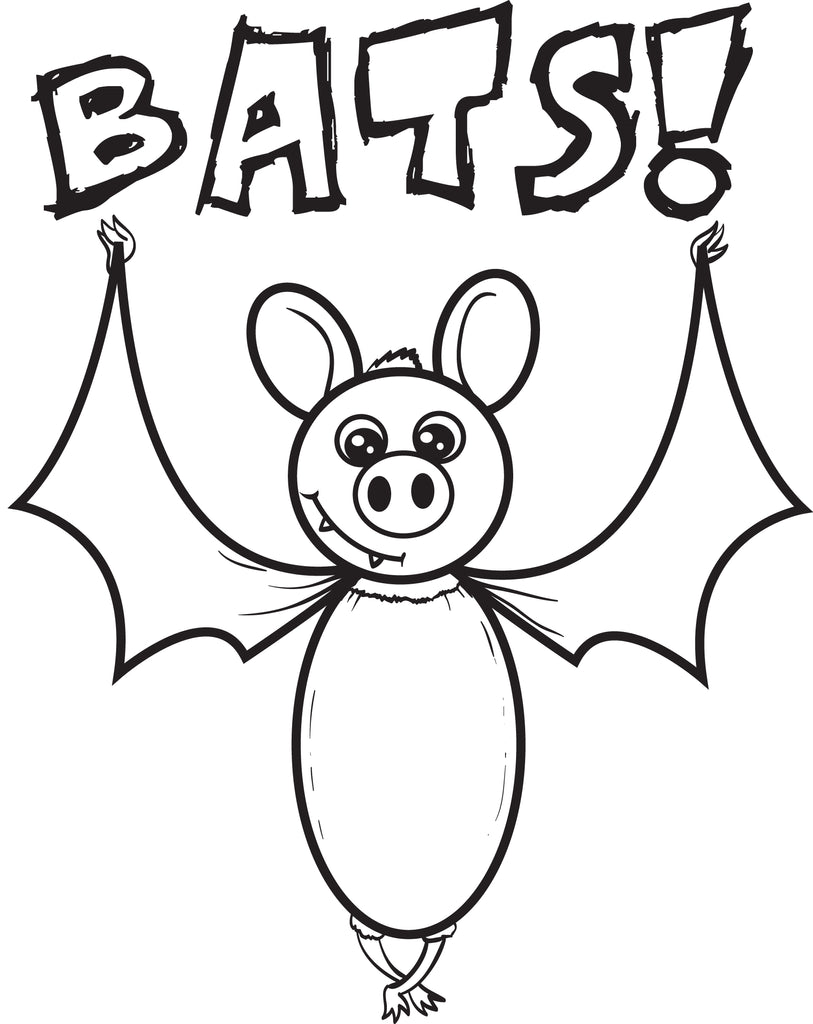 Printable cartoon bat halloween coloring page for kids â
