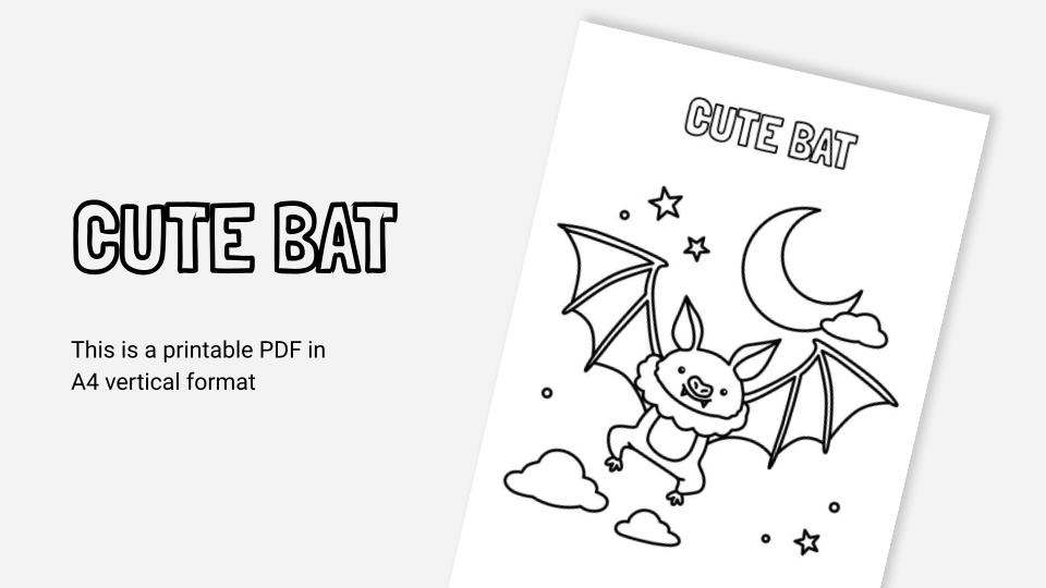 Cute bat printable coloring worksheet