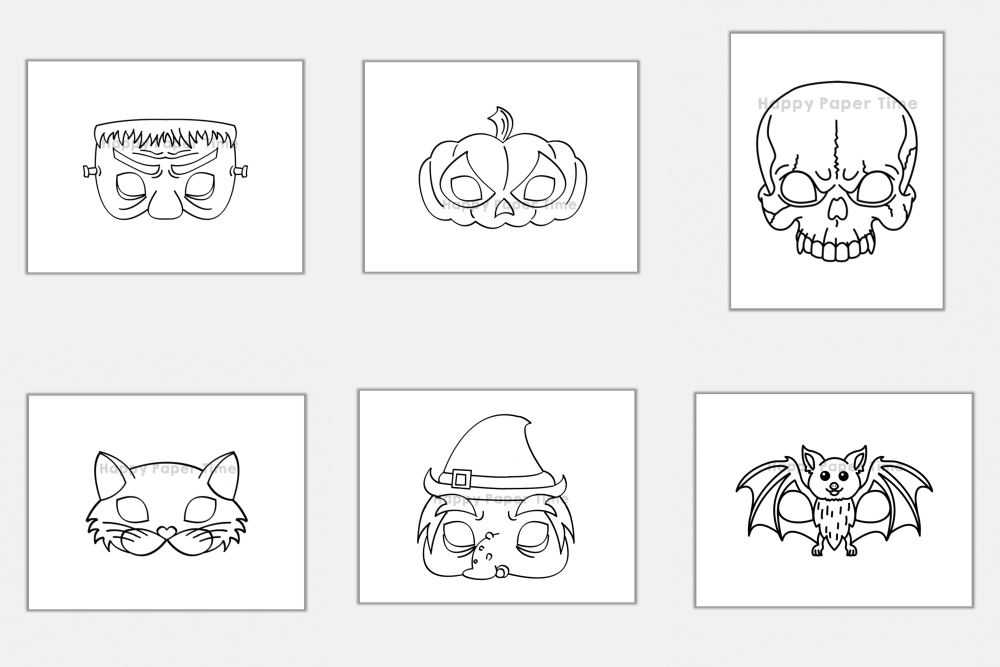 Halloween paper masks printable coloring craft activity costume template made by teachers
