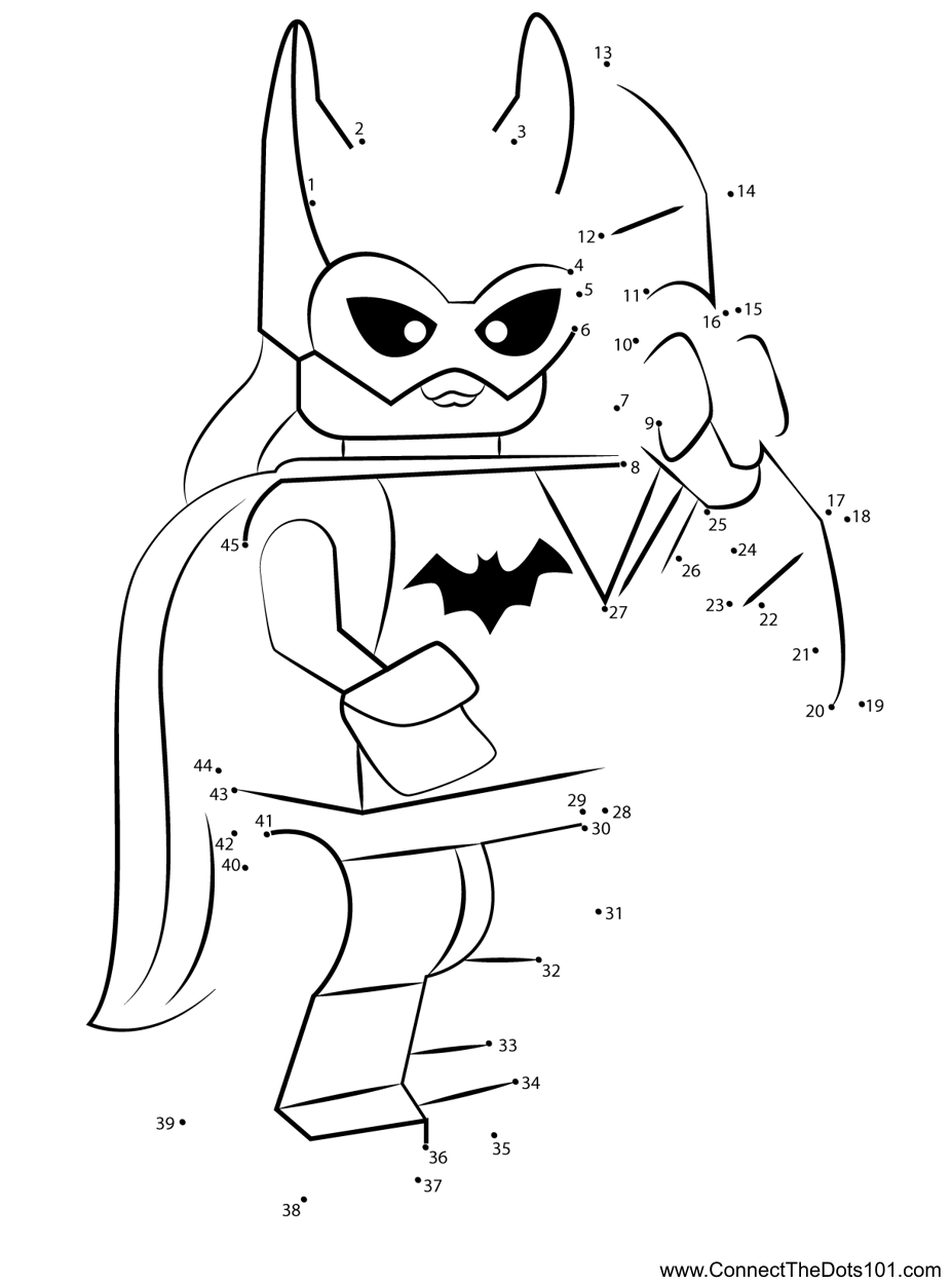 Lego batgirl dot to dot printable worksheet