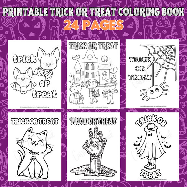 Printable trick or treat halloween coloring book pages â cassie smallwood