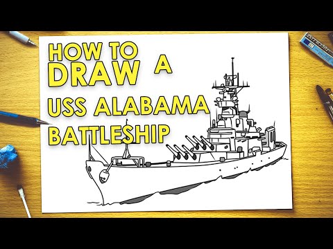 How to draw a uss alabama battleship