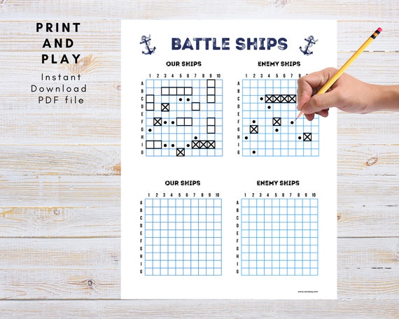 Battleship tabletop game printable sheet pdf file x instant download board game template blank board battleship game download now