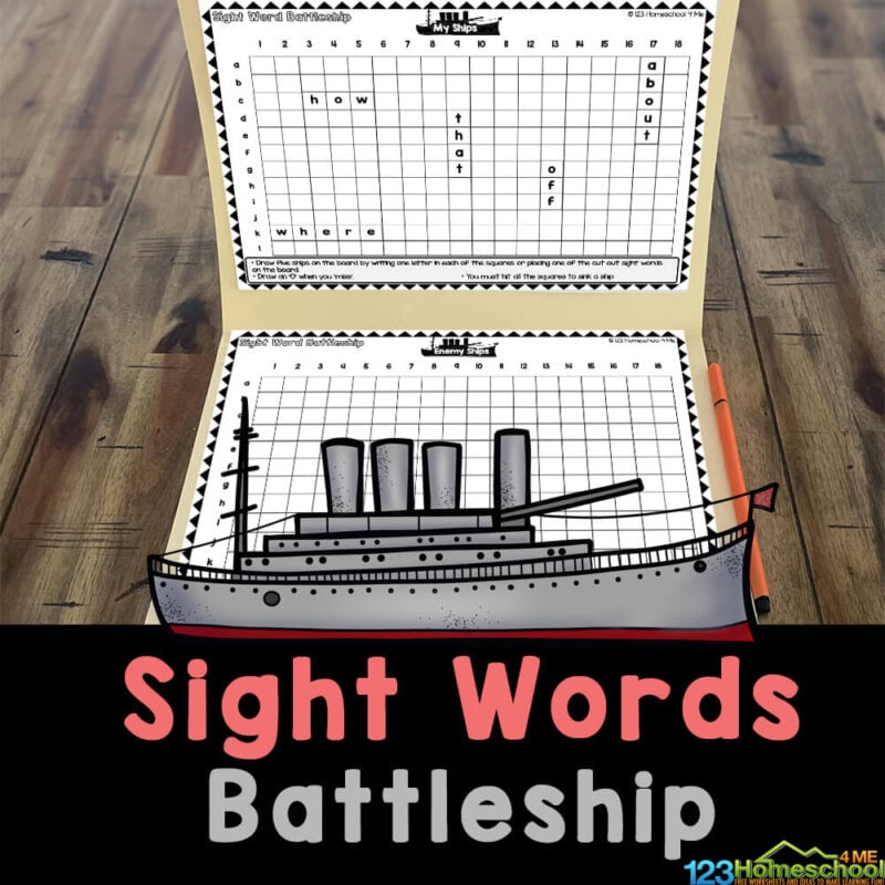 Free printable sight words battleship game