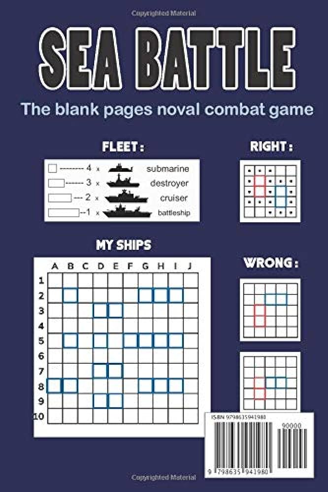 Battleship game template blank game pages fun naval combat board game for ages and up sea battle game home school and family game brandl gita books