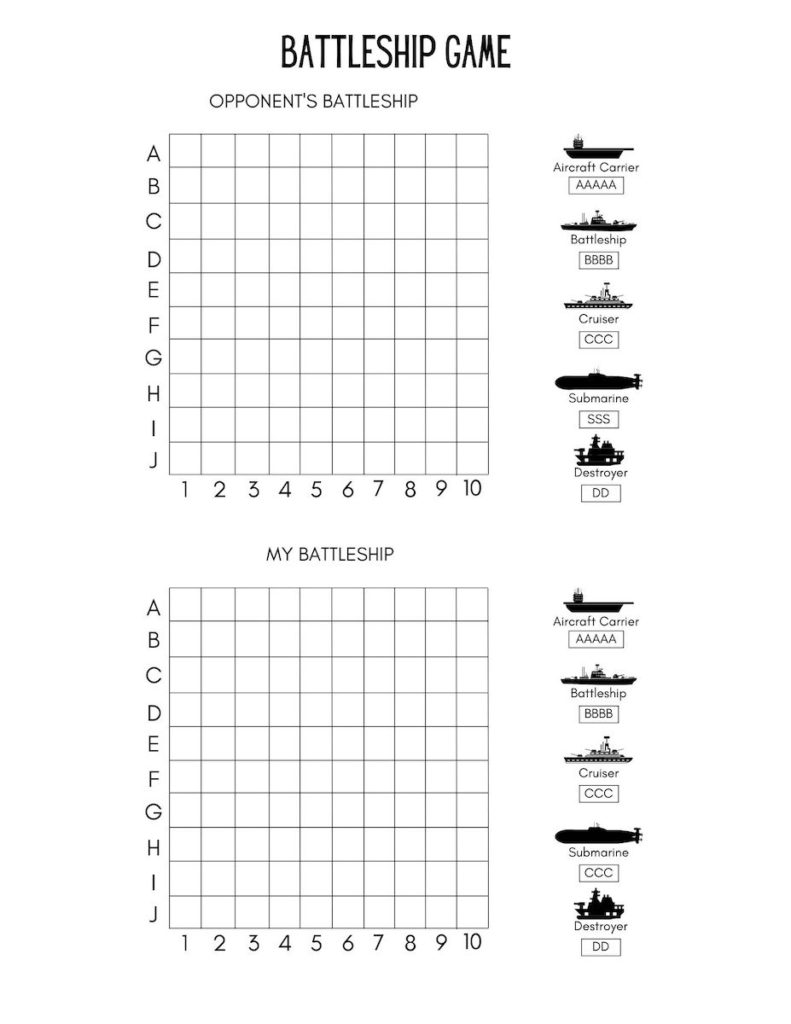 Free battleship printable pdf
