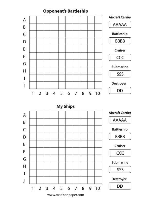 Battleship printable pdf