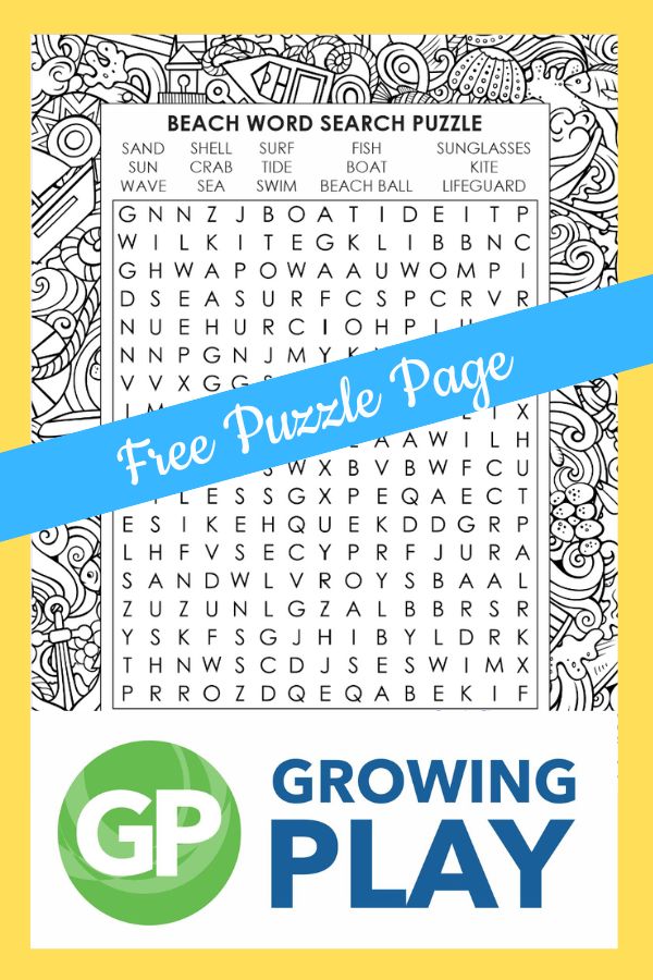 Free beach word search printable