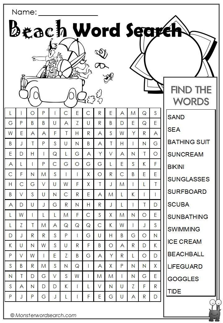 Beach word search
