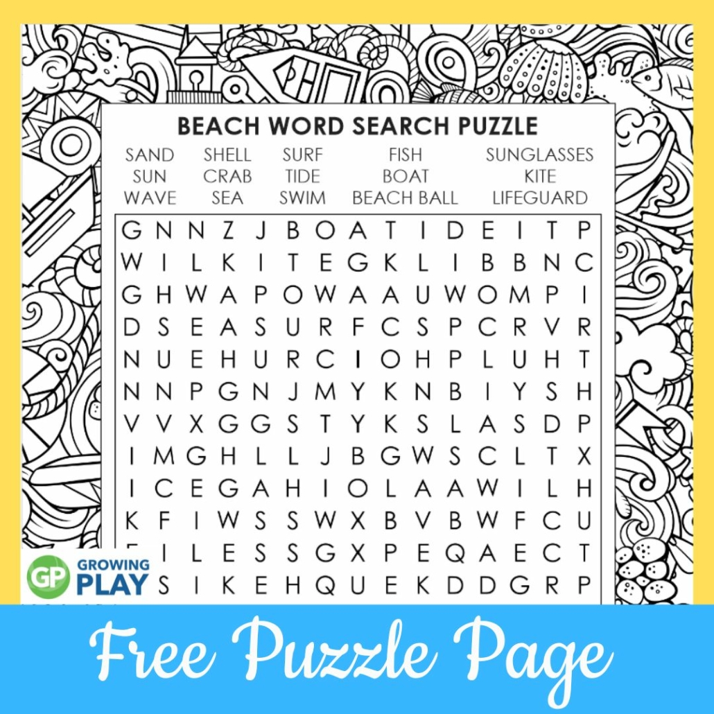 Free beach word search printable