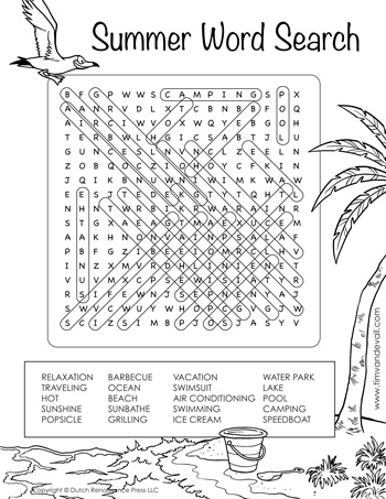 Summer word search â tims printables