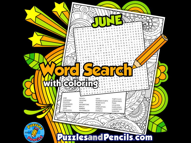 June word search puzzle with colouring june wordsearch teaching resources