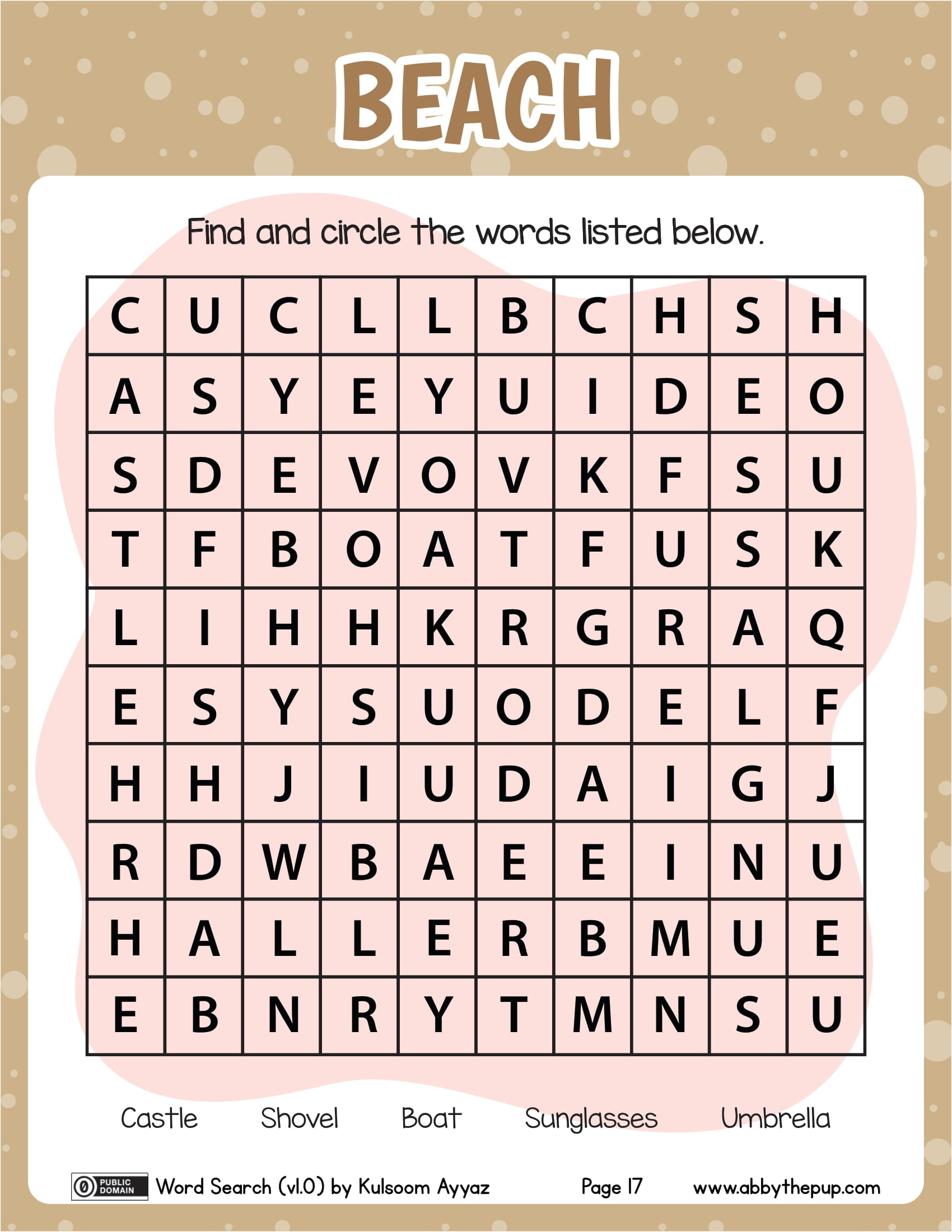 Beach word search puzzle free printable puzzle games